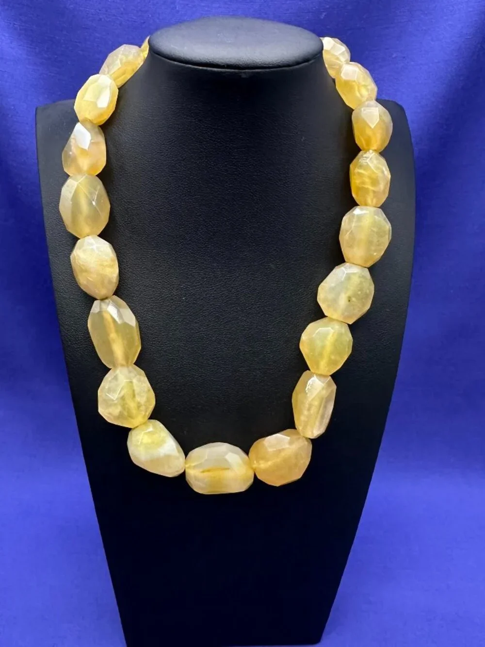 Yellow Faceted Gemstone Necklace. Sterling Dragonfly Charm